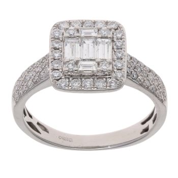 Platinum 0.75ct Diamond Cluster Ring