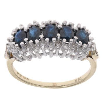 9ct Yellow Gold 0.20ct Diamond and Sapphire Dress Ring