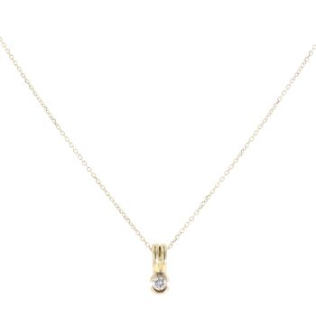 18ct Yellow Gold 0.10ct Brilliant Cut Diamond Solitaire Pendant And Chain 18"