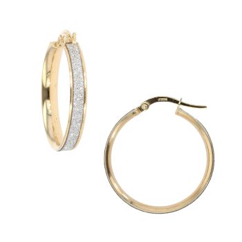 9ct Yellow Gold Glitter Hoop Earrings
