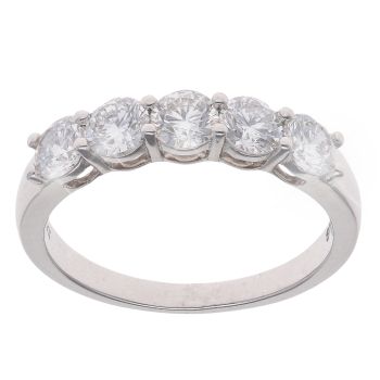 Lab Grown 9ct White Gold 1.20ct Diamond Five Stone Ring