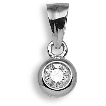 9 Carat White Gold 25pts Rubover Pendant