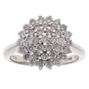 9ct White Gold 1.00ct Brilliant Cut Diamond Cluster Ring