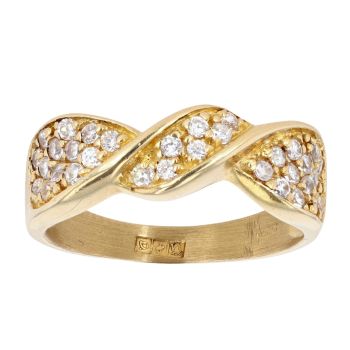 18ct Yellow Gold Cubic Zirconia Twist Ring