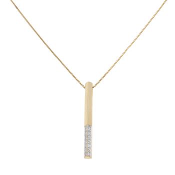 18ct Yellow Gold 0.25ct Brilliant Cut Diamond Bar Pendant And Chain 16"