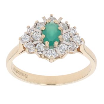 9ct Yellow Gold Chalcedony and Cubic Zirconia Cluster Ring