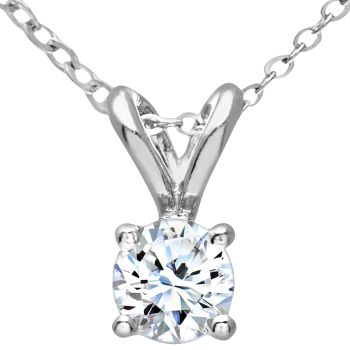 9ct White Gold 0.25ct Diamond Pendant Necklace