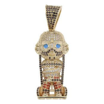 9ct Yellow Gold Multi Gemstone Hannibal Figure Pendant