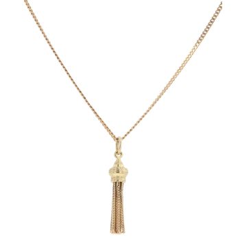 9ct Yellow Gold Tassel Pendant And Chain 18"