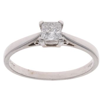 18ct White Gold 0.33ct Princess Cut Diamond Solitaire Ring