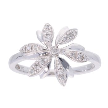 9ct White Gold Diamond Flower Ring