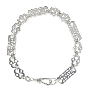 Silver Stars And Bars Bracelet 9" By Icesia