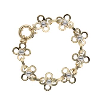 Children's 14ct Yellow And White Gold Floral 6" Bracelet