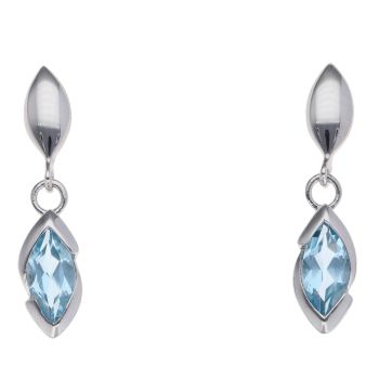 925 Sterling Silver Blue Topaz Drop Earrings