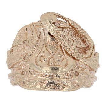 9ct Yellow Gold Patterned Saddle Ring