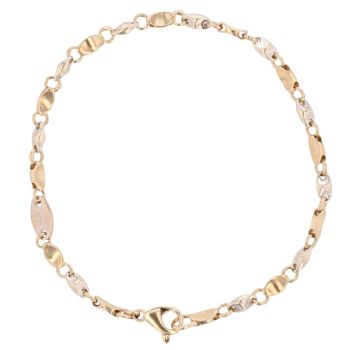 9ct Yellow and White Gold Fancy Bracelet 7.5"