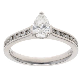 Platinum 0.70ct Pear And Brilliant Cut Diamond Solitaire Ring