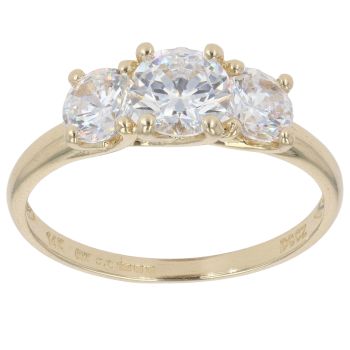 14ct Yellow Gold Cubic Zirconia Three Stone Ring