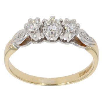 18ct Yellow Gold 0.30ct Brilliant Cut Diamond Trilogy Ring
