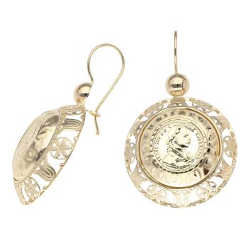 14ct Yellow Gold Coin Drop Earrings