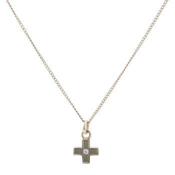 9ct Yellow Gold 0.05ct Diamond Cross Pendant And Chain 20"