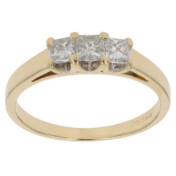 18ct Yellow Gold 0.50ct Diamond Trilogy Ring