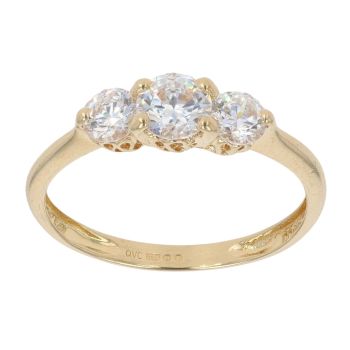 18ct Yellow Gold Cubic Zirconia Three Stone Ring