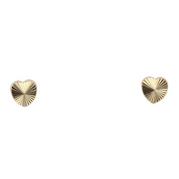 9ct Yellow Gold Diamond Cut Heart Stud Earrings