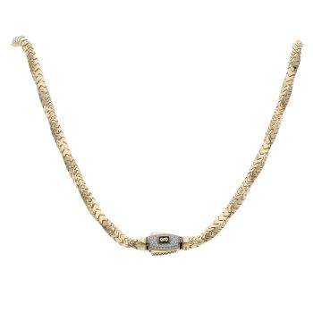 14ct Yellow And White Gold Monaco Spin Pave Lock Twist Chain 24"