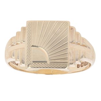 9ct Yellow Gold Patterned Signet Ring