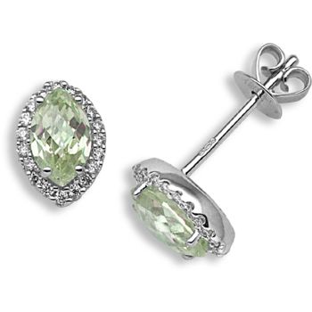 18 Carat White Gold Diamond-15pt Peridot-68pts Studs