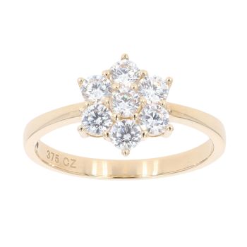 9ct Yellow Gold Cubic Zirconia Cluster Ring