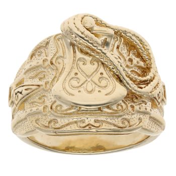 9ct Yellow Gold Patterned Saddle Ring