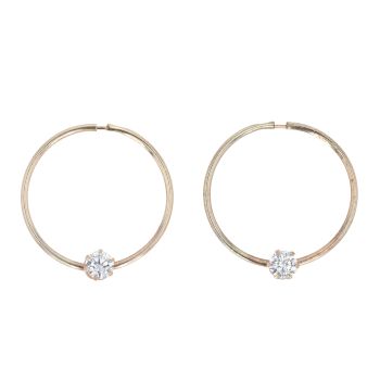 9ct Yellow Gold Cubic Zirconia Hoop Earrings