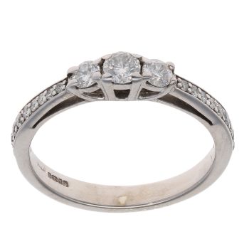 9ct White Gold 0.50ct Diamond Trilogy Ring