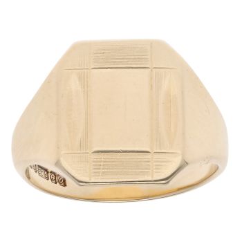 9ct Yellow Gold Patterned Signet Ring