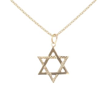 9ct Yellow Gold Star Of David Pendant And Belcher 24"