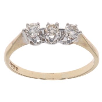9ct Yellow Gold 0.33ct Brilliant Cut Diamond Trilogy Ring