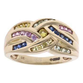 9ct Yellow Gold Citrine, Topaz And Sapphire Fancy Ring