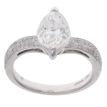 18ct White Gold 2.18ct Marquise And Brilliant Cut Diamond Solitaire Ring