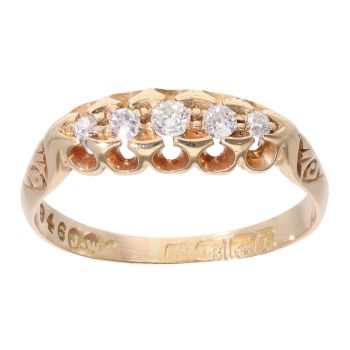 18ct Yellow Gold 0.15ct Diamond Five Stone Ring