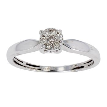 9ct White Gold 0.09cts Diamond Cluster Ring by Anya Belle