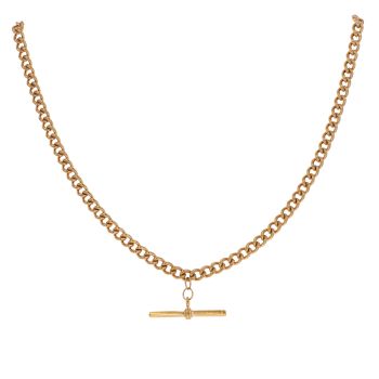 9ct Yellow Gold Albert And T-bar Chain 18"