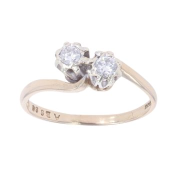 9ct Yellow Gold 0.20ct Diamond Two Stone Ring