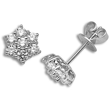 18 Carat White Gold 1ct Diamond Earrings