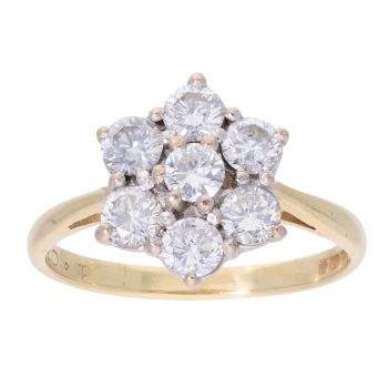 18ct Yellow Gold 1.03ct Diamond Cluster Ring