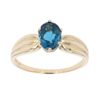 9ct Yellow Gold Blue Topaz Single Stone Ring