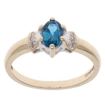 9ct Yellow Gold 0.05ct Diamond And Sapphire Dress Ring
