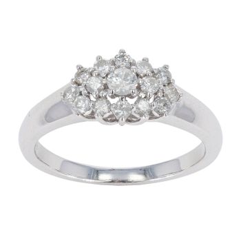 9ct White Gold 0.50ct Diamond Cluster Ring by Anya Belle