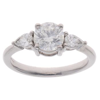 Platinum 1.25ct Brilliant And Pear Cut Diamond Solitaire Ring